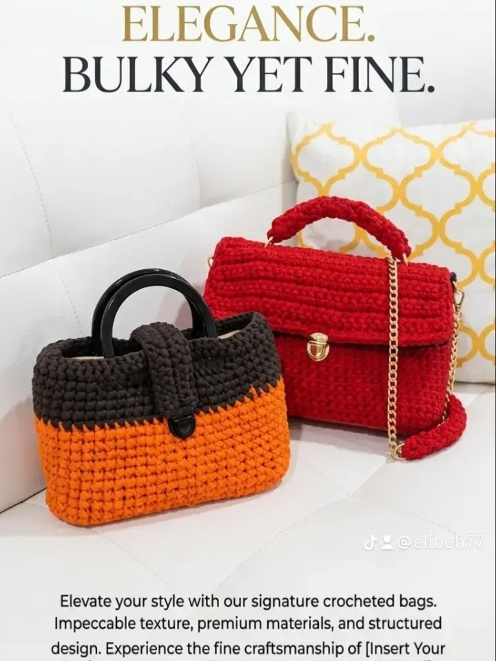 Signature Red Crocheted Top-Handle Satchel